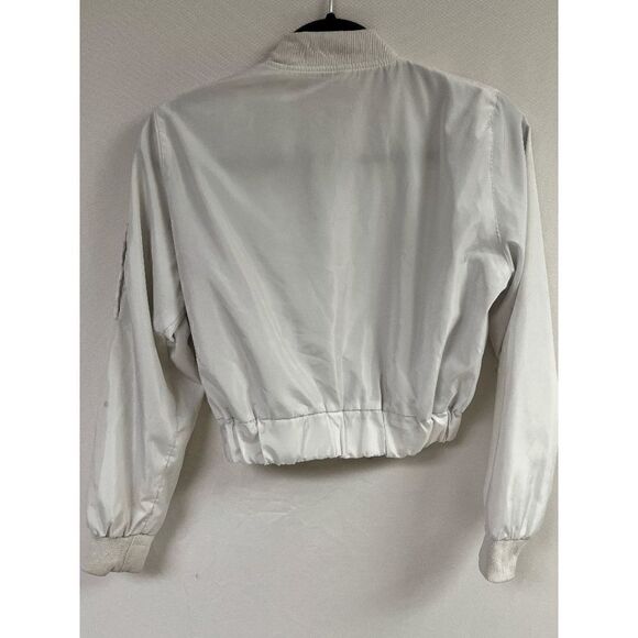 36.5 Womens Full zip up Bomber Long Sleeve Preppy Casual Jacket White Size Small - Picture 3 of 8